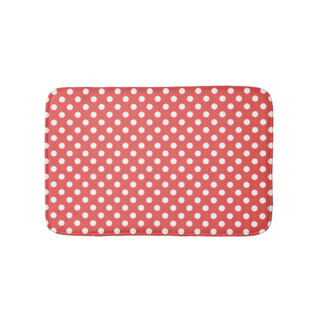 Red and White Polka Dots Bath Mat (Front)