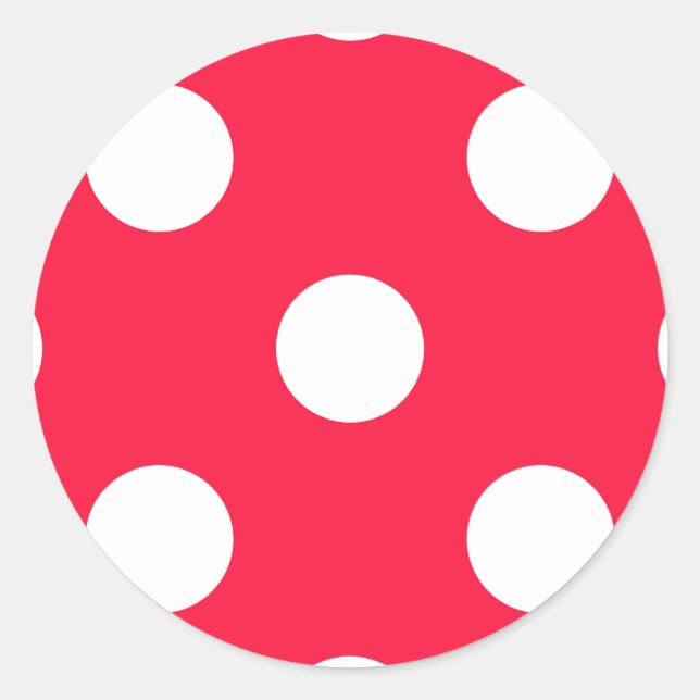 Red and white polka dots classic round sticker (Front)