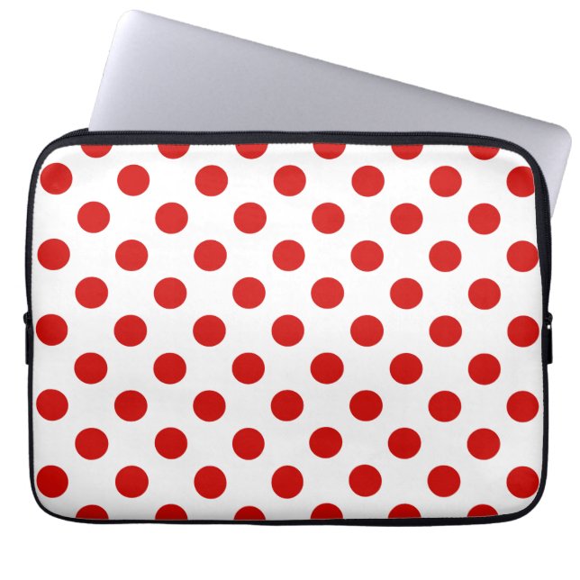 Red and white polka dots laptop sleeve (Front)