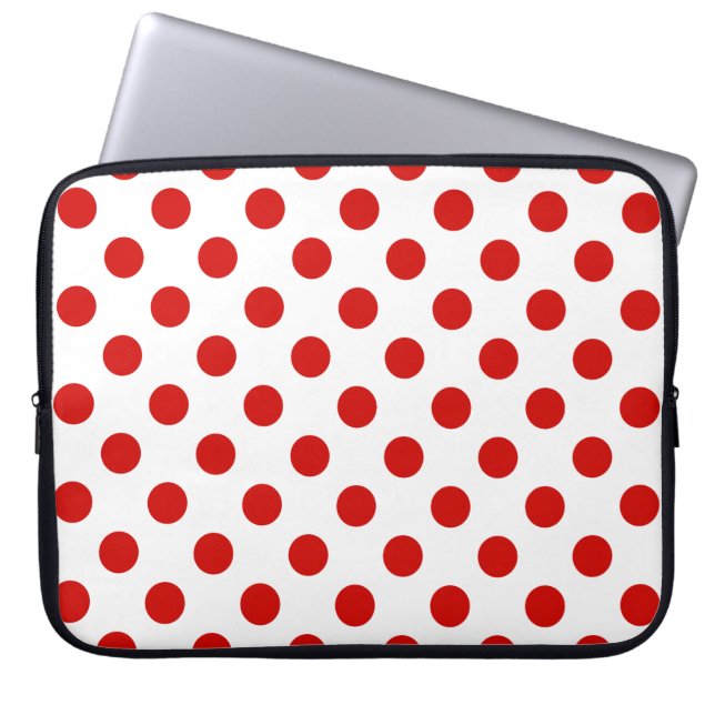 Red and white polka dots laptop sleeve (Front)
