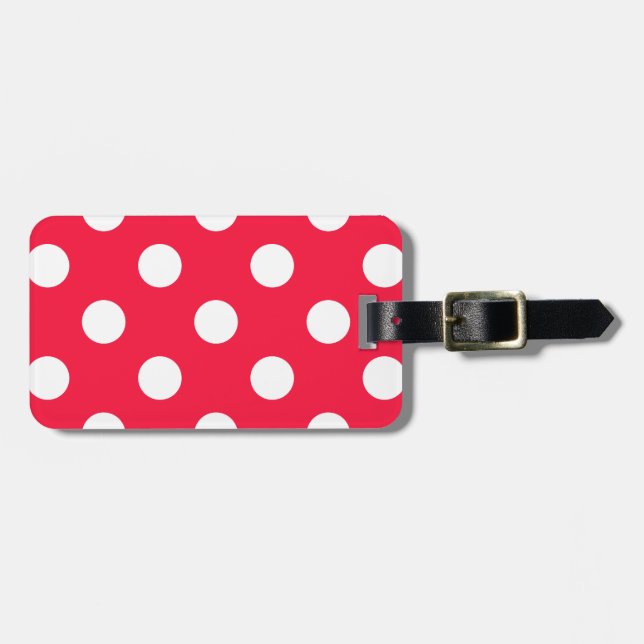Red and white polka dots luggage tag (Front Horizontal)