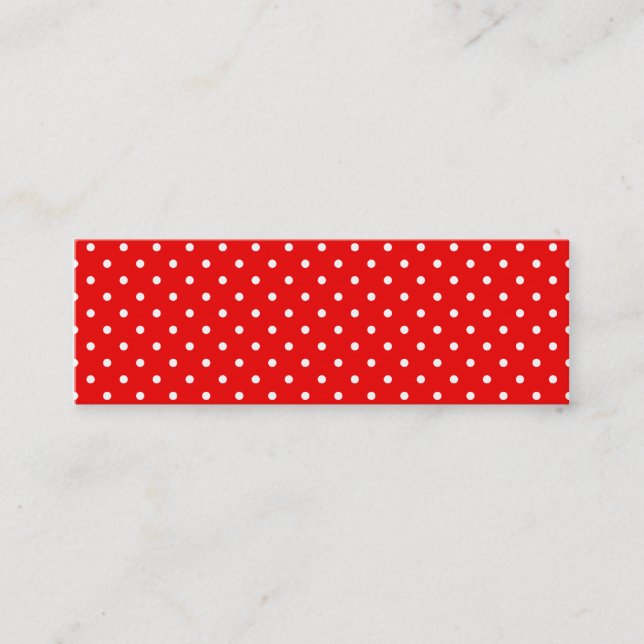 Red and White Polka Dots Mini Business Card (Front)