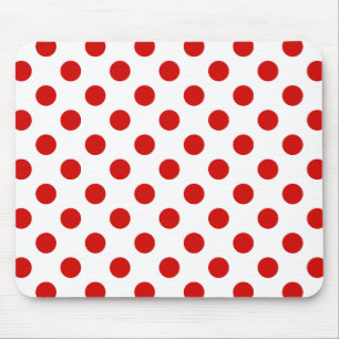 Red and white polka dots mouse mat