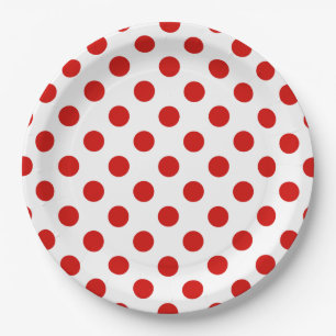Red and white polka dots paper plate