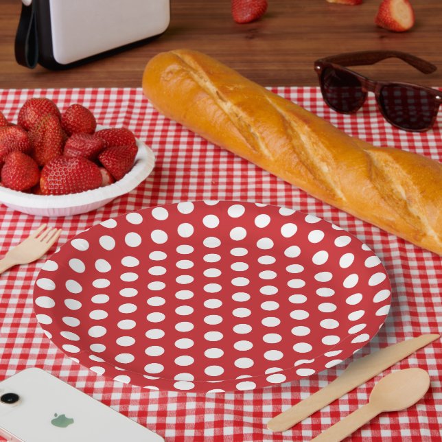Red and White Polka Dots Paper Plate (Picnic)