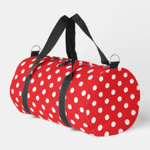 Red and white polka dots pattern duffle bag
