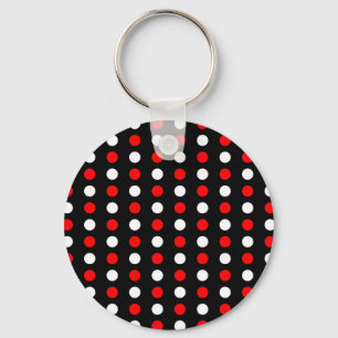 Red and white polka dots pattern key ring