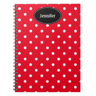 Red and White Polka Dots Personalised Notebook