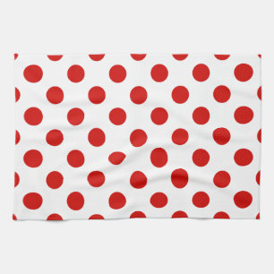 Red and white polka dots tea towel