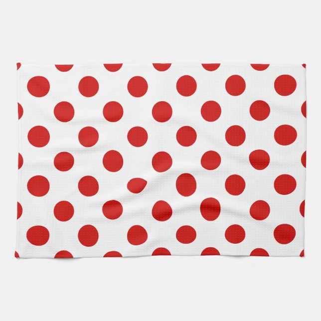 Red and white polka dots tea towel (Horizontal)