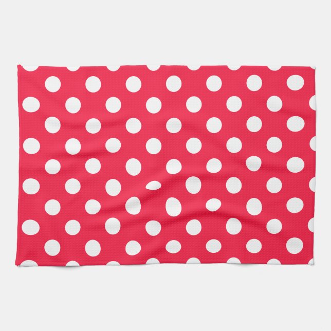 Red and white polka dots tea towel (Horizontal)