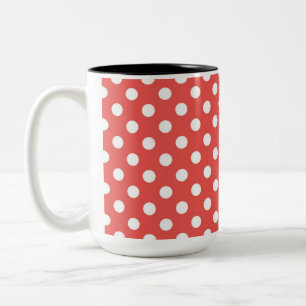 Red and White Polka Dots Two-Tone Coffee Mug