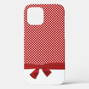 red and white polka dots with bow iPhone 12 pro case