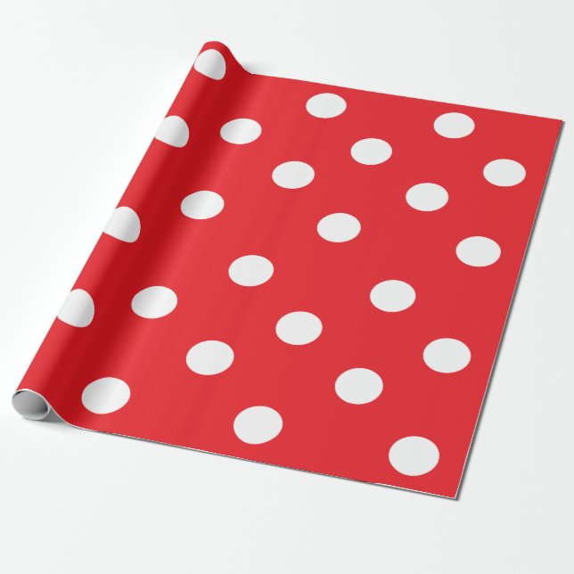 Red and White Polka Dots Wrapping Paper 30" x 6'' (Unrolled)