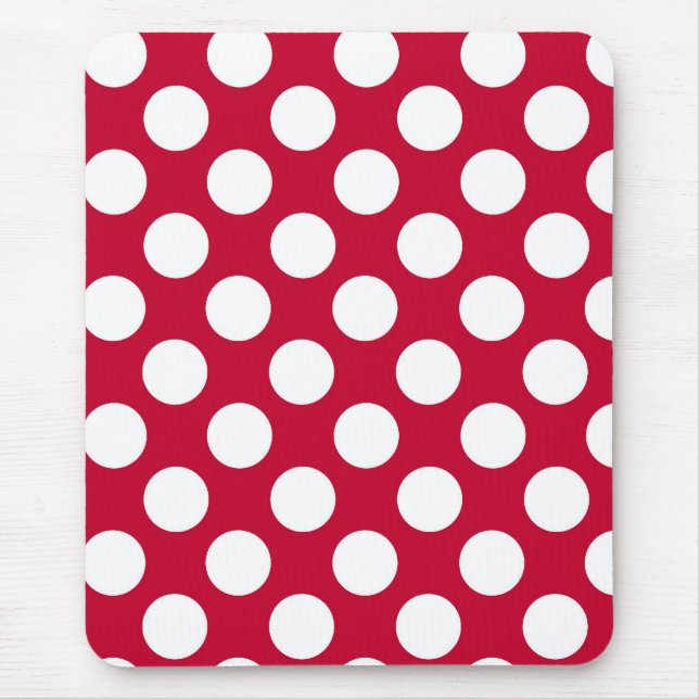 Red and White Polkadots Mousepad (Front)