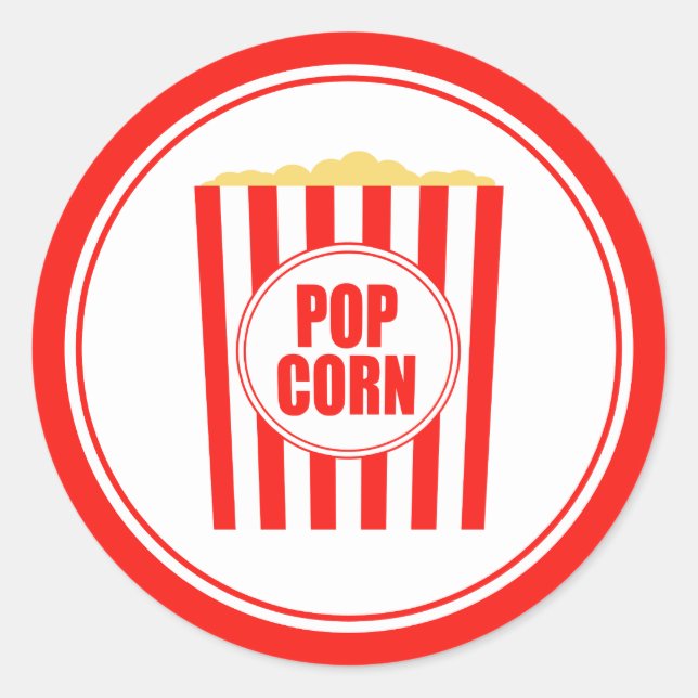 Red And White Popcorn Classic Round Sticker (Front)