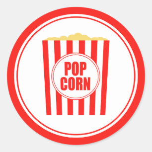Red And White Popcorn Classic Round Sticker