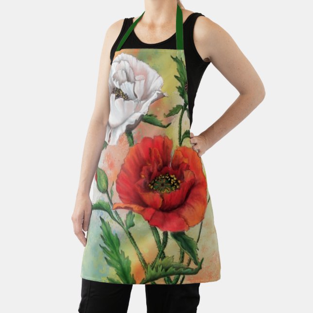 Red and White Poppies Apron (Insitu)