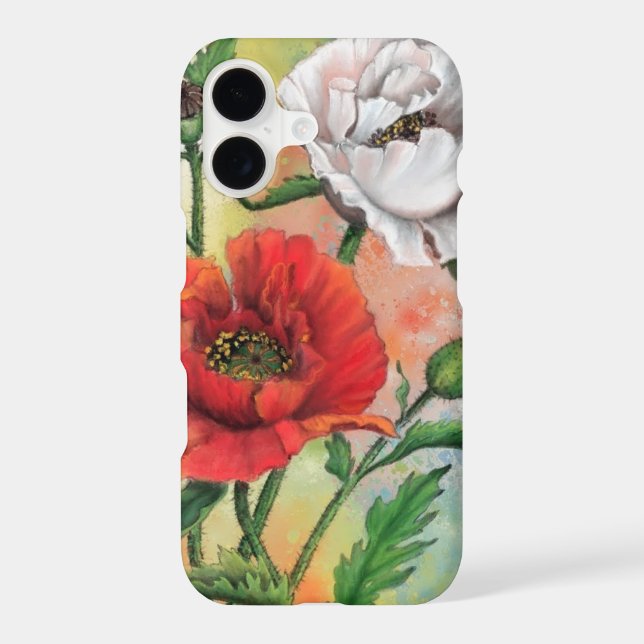 Red and White Poppies iPhone Case (Back)