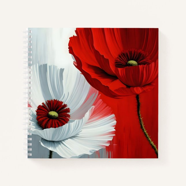 Red and White Poppies Notebook (Front)