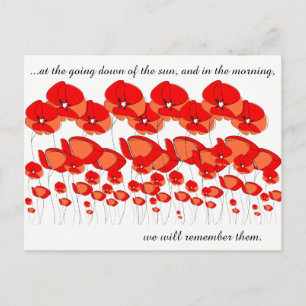 Red and White Poppy Postcard Lest We Forget