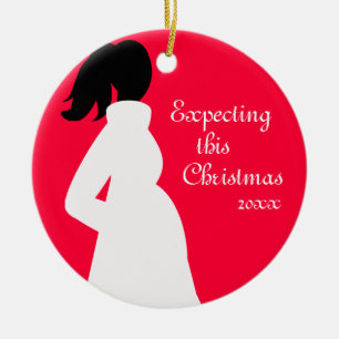 Red and White Pregnancy Ornament
