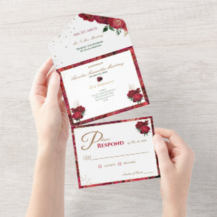 Red and White Quinceañera Affordable Invitations