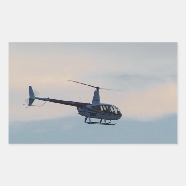 Red and White R44 Helicopter Rectangular Sticker (Front)