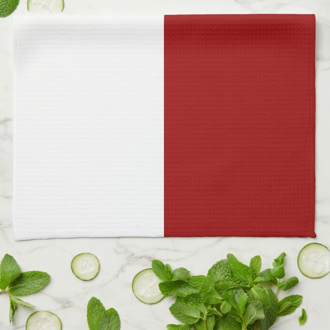 Red and White Rectangles Kitchen Towel (Folded)