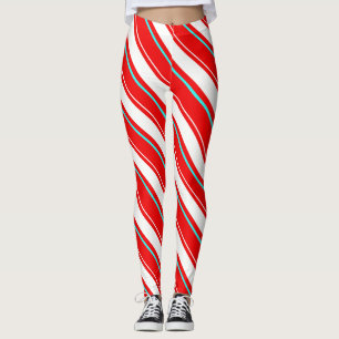 Red And White Regimental Stripes Leggings