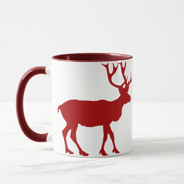 Red and White Reindeer Mug (Left)