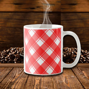 Red and White Retro Plaid Mug