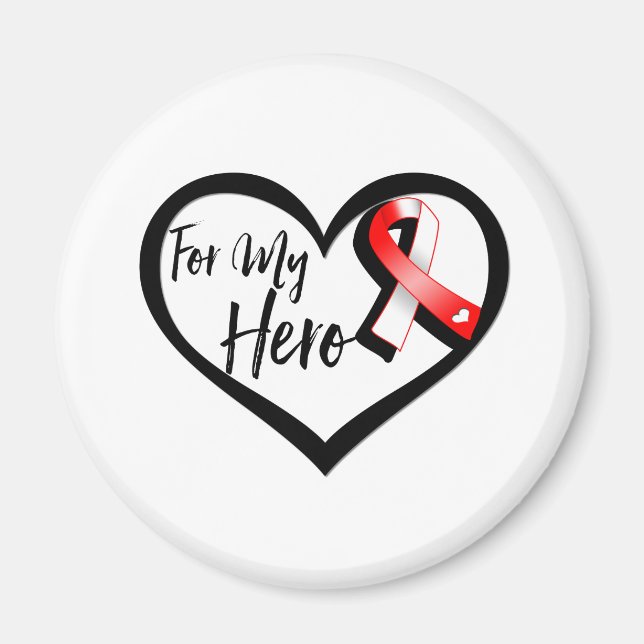Red and White Ribbon For My Hero Magnet (Front)