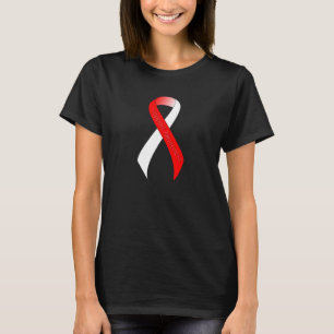 Red and White Ribbon Support Awareness T-Shirt
