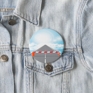 Red and White Road Barrier Blocked Access  7.5 Cm Round Badge