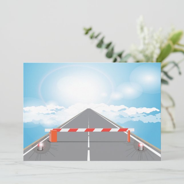 Red and White Road Barrier Blocked Access  Invitation (Standing Front)