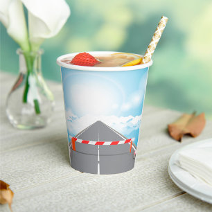 Red and White Road Barrier Blocked Access  Paper Cups