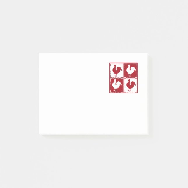 Red and White Rooster Chicken Lovers Post-it Notes (Front)