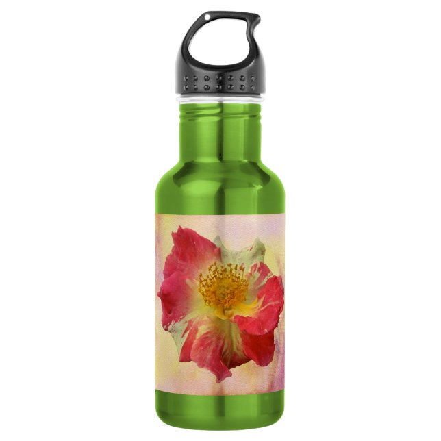 Red and White Rose 532 Ml Water Bottle (Front)