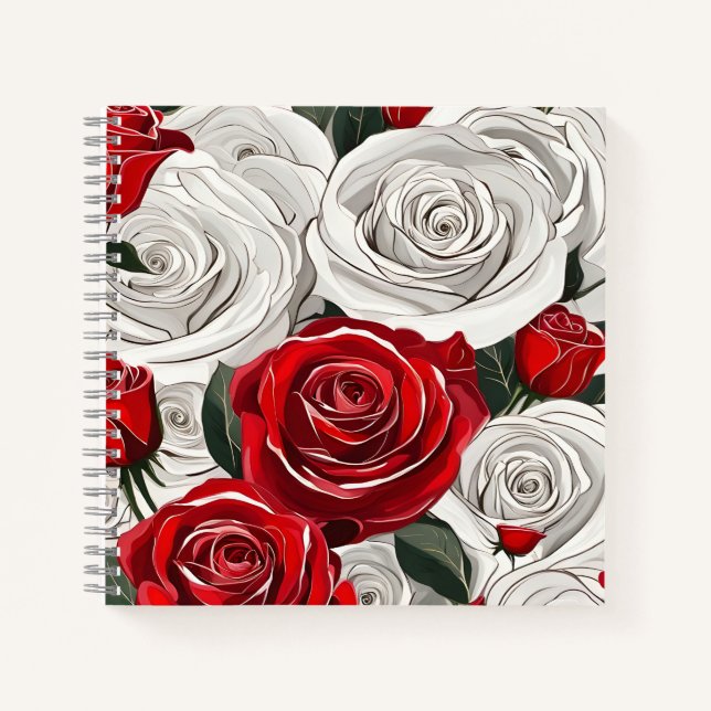 Red and White Rose Beauty Notebook (Front)