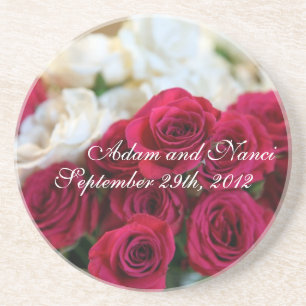 Red and white rose coaster