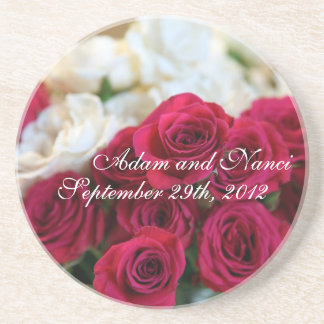 Red and white rose coaster