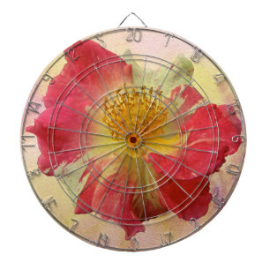 Red and White Rose Dartboard