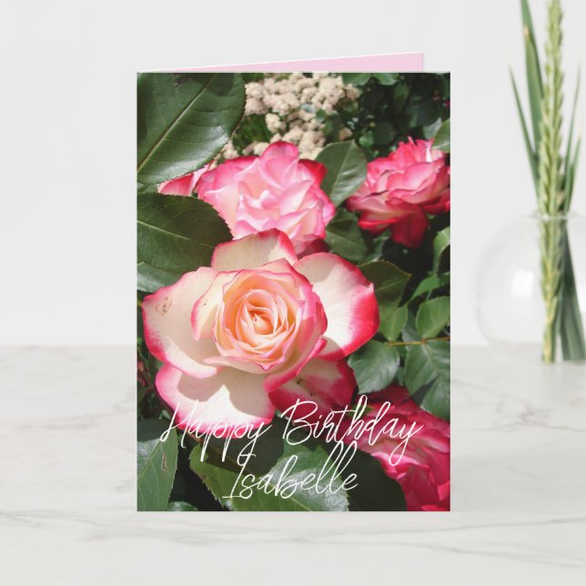 Red and White Rose Flower Floral Roses Card (Front)