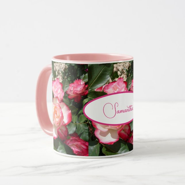 Red and White Rose Flower Floral Roses  Mug (Front Left)