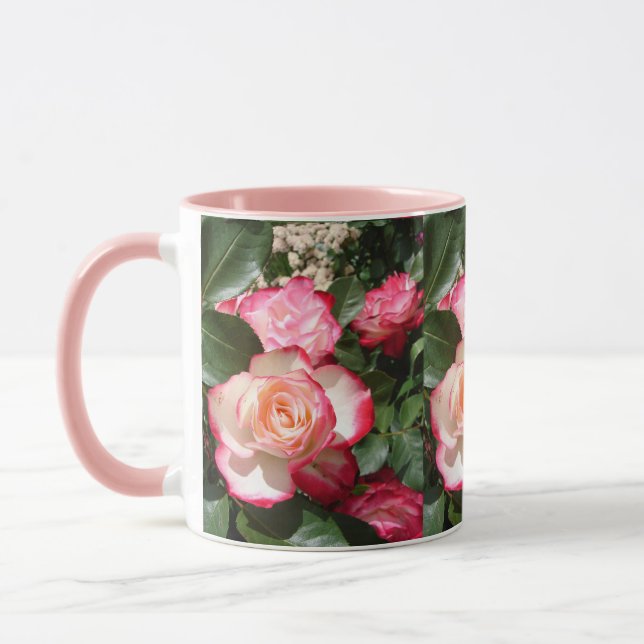 Red and White Rose Flower Floral Roses  Mug (Left)