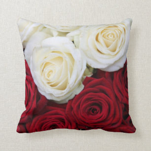 Red and white rose pillow
