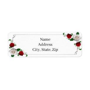 Red And White Roses Christmas Wedding Address