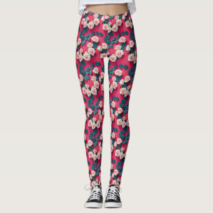 Red And White Roses Leggings