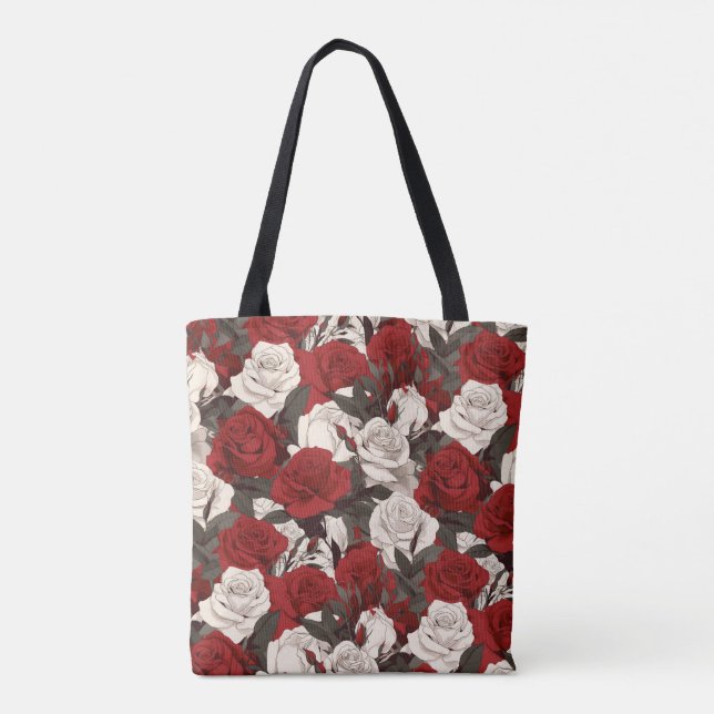 Red and White Roses Tote Bag (Back)
